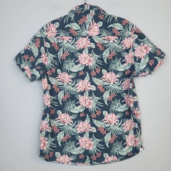 Cactus Man Ricky Singh Mens Size Medium Floral Button Down Shirt Green Pink - Picture 2 of 7